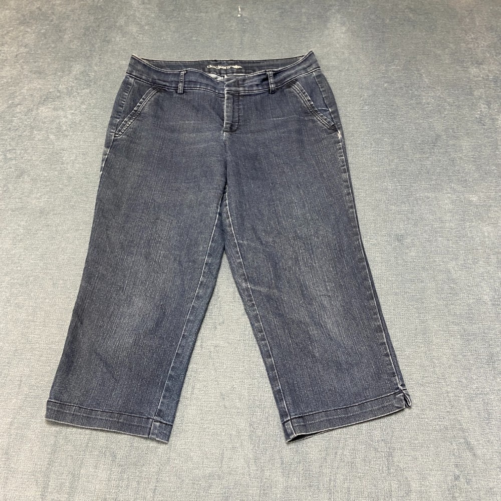 Dockers Capri Jeans Womens 6 Blue Denim Cotton Stretch Slit Hem All Day Comfort